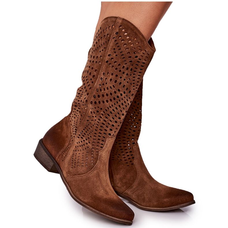 Botas Spring Openwork Suede Exquisite 1229 Cognac castanho Botas Spring Openwork Suede Exquisite 1229 Cognac castanho