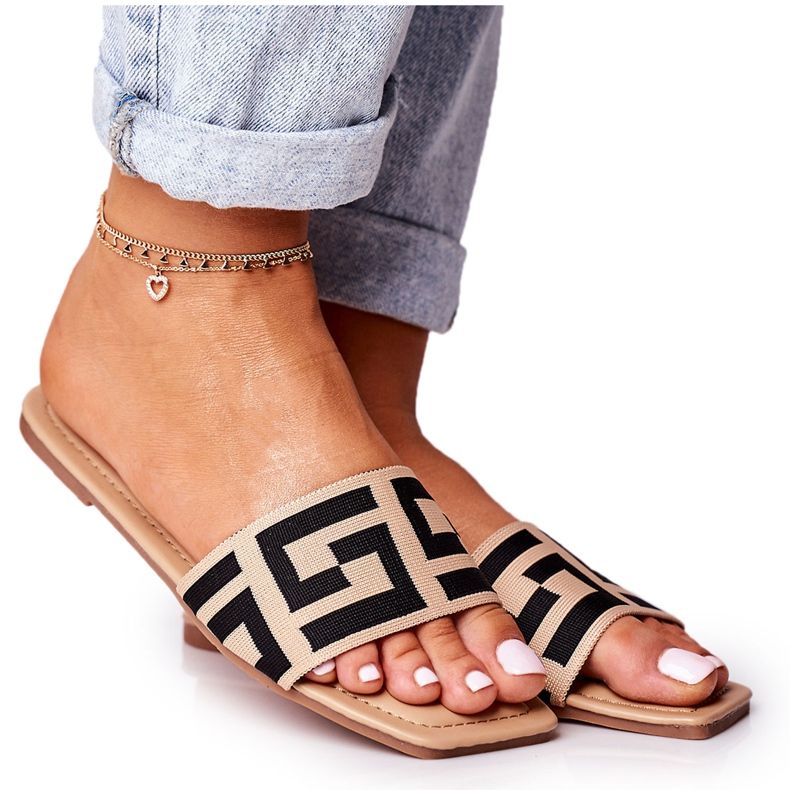 Pantufas Classic Beige Melinda Femininas bege preto