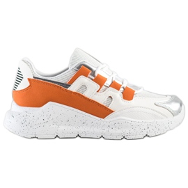 Ideal Shoes Tênis Com Inserção Laranja branco