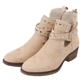 Botas cortadas com tachas bege NS196P Bege