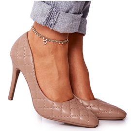 PS1 Elegantes estiletes acolchoados marrom brilhante Rosanna