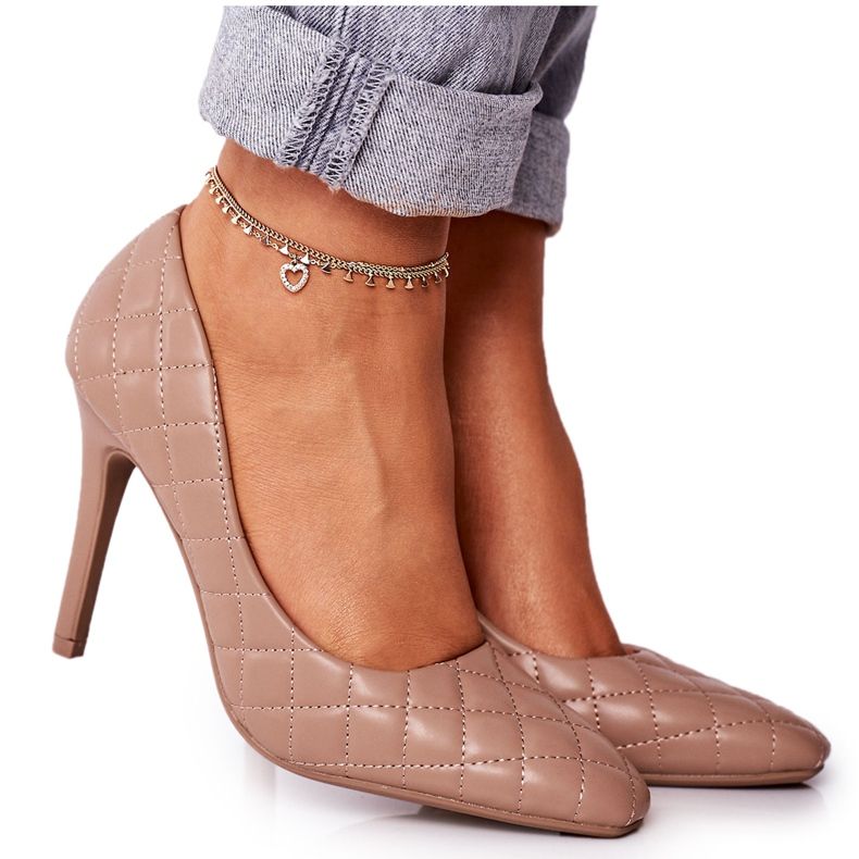 PS1 Elegantes estiletes acolchoados marrom brilhante Rosanna castanho