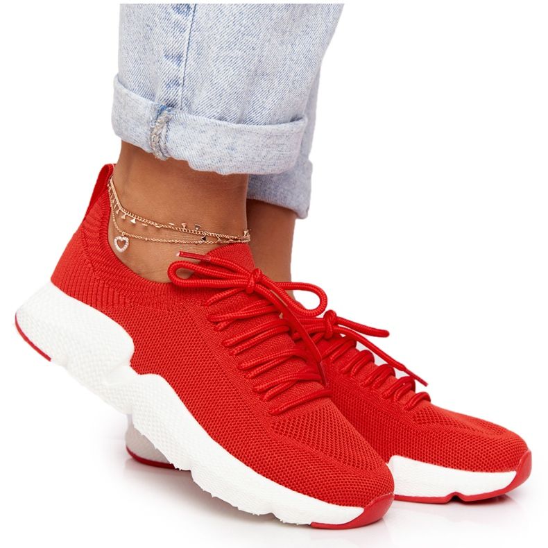 Calçados esportivos femininos com deslizamento Big Star DD274580 vermelho