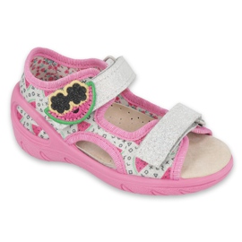Sapatos infantis Befado pu 065X148 rosa cinza multicolorido