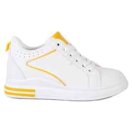 SHELOVET Sapatos Brancos Com Cunha Escondida SHELOVET Sapatos Brancos Com Cunha Escondida