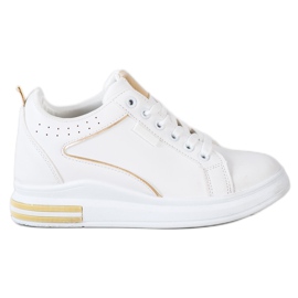 SHELOVET Sapatos Brancos Com Cunha Escondida SHELOVET Sapatos Brancos Com Cunha Escondida