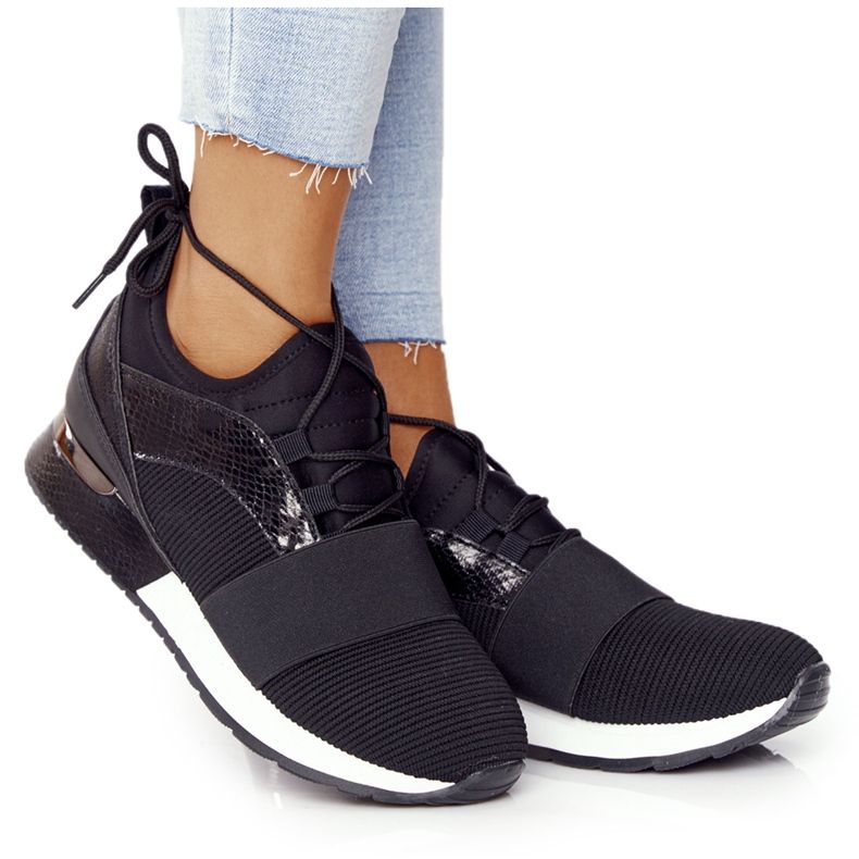 FB2 Calçados esportivos femininos tênis neta preta preto