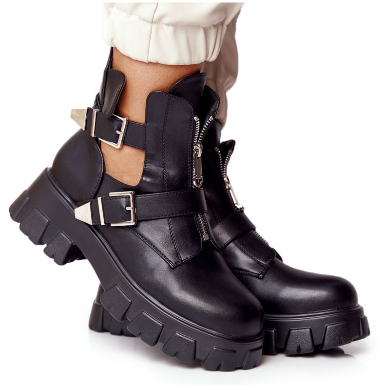 FB2 Botas femininas, trabalhadoras na plataforma Black Cosmic Love preto