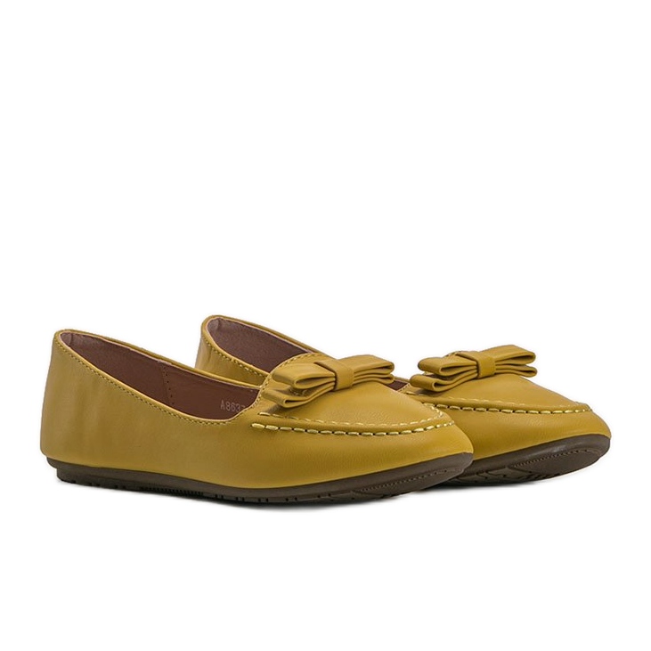Mocassins femininos amarelos com laço de Ingrid Mocassins femininos amarelos com laço de Ingrid