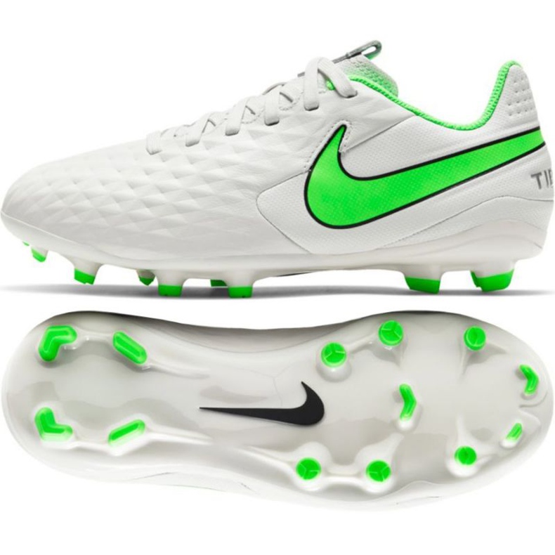 Chuteiras Nike Tiempo Legend 8 Academy Mg Jr AT5732 030 marfim branco