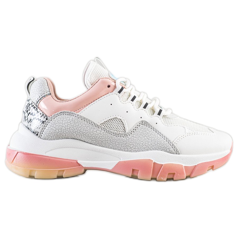 Ideal Shoes Tênis na plataforma rosa branco