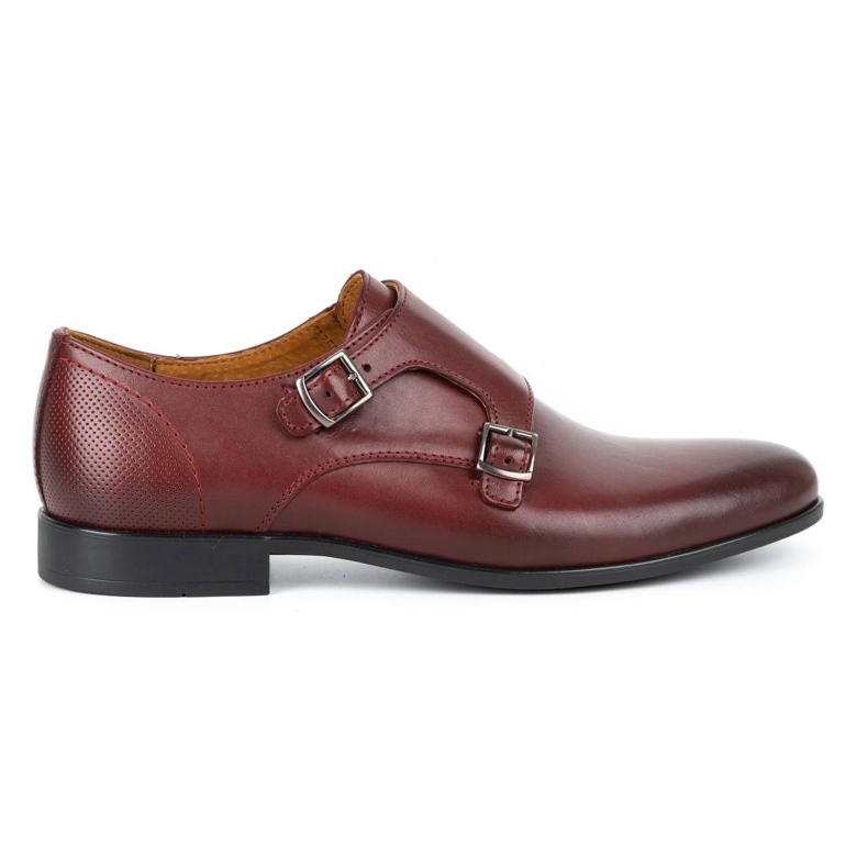 Kampol Sapatos masculinos formais de monge 341/17 cor de vinho vermelho