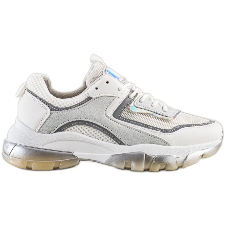 Ideal Shoes Tênis com inserção de brilho branco