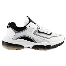 Ideal Shoes Tênis com inserção de brilho branco Ideal Shoes Tênis com inserção de brilho branco