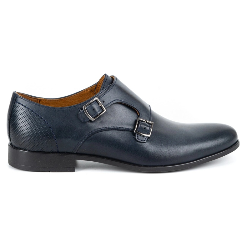 Kampol Sapatos masculinos formais de monge 341/54 azul marinho