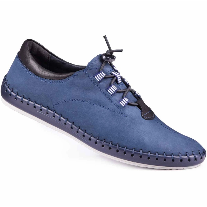 Kampol Sapatos casuais masculinos 337/53 azul marinho