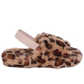 Chinelos femininos Brown X8130 Leopard com elástico castanho Chinelos femininos Brown X8130 Leopard com elástico castanho