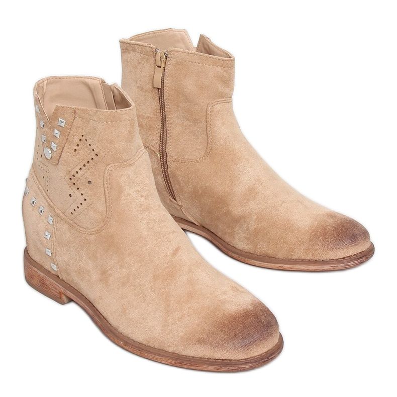 Botas openwork com salto oculto bege NC1126 bege