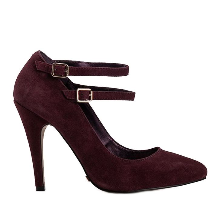 Sapatos de camurça cor de vinho com salto L408 vermelho