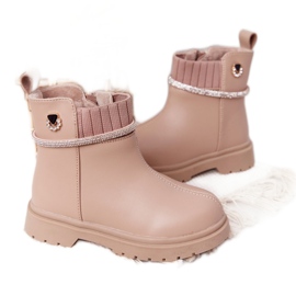 Apawwa Botas infantis com lantejoulas caramelos bege