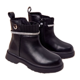 Apawwa Botas infantis com lantejoulas caramelos pretos Apawwa Botas infantis com lantejoulas caramelos pretos