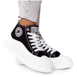 Tênis alto feminino na plataforma Black Nice Girl branco preto Tênis alto feminino na plataforma Black Nice Girl branco preto