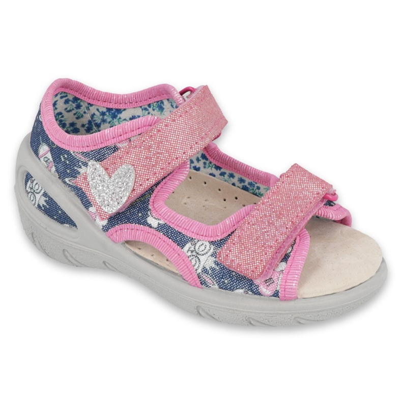 Sapatos infantis Befado pu 065X151 vermelho rosa prata