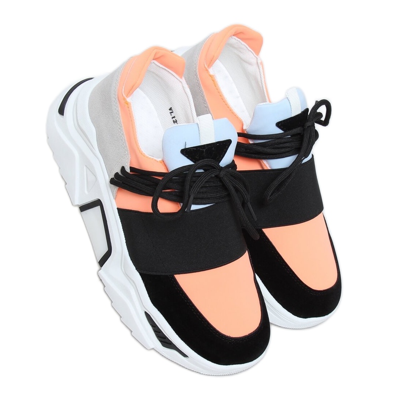 Sapatos esportivos de sola alta VL127 Preto rosa cinza