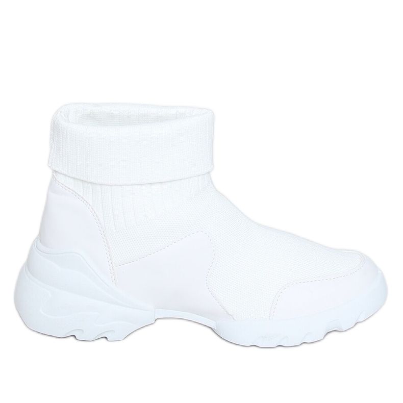 Branco LA156 Meias cano alto branco sapatos esportivos