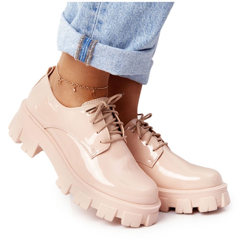 PS1 Oxfords femininos na plataforma Nude Imogen bege rosa