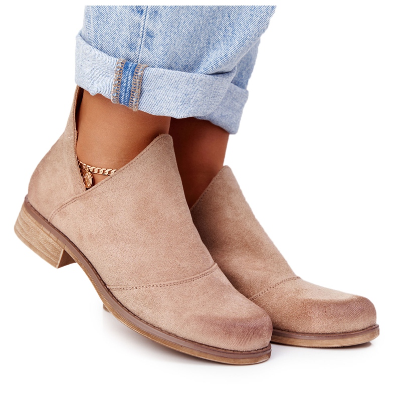PS1 Botas femininas com recortes bege Hillary castanho