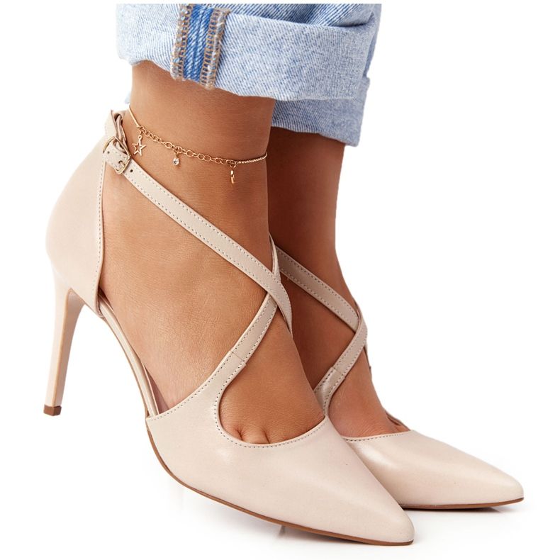 PV3 Elegante Couro Salto Alto Visconi 7400 Bege