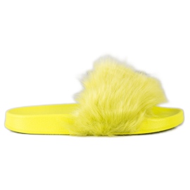 SHELOVET Chinelos de borracha com pele verde amarelo SHELOVET Chinelos de borracha com pele verde amarelo
