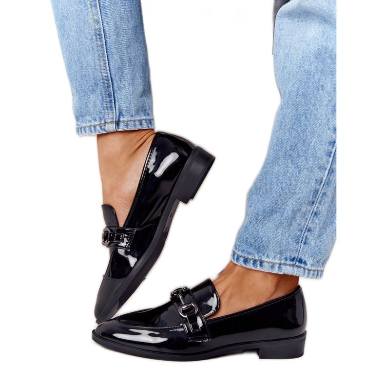 S.Barski Mocassins elegantes femininos S. Barski lacado preto