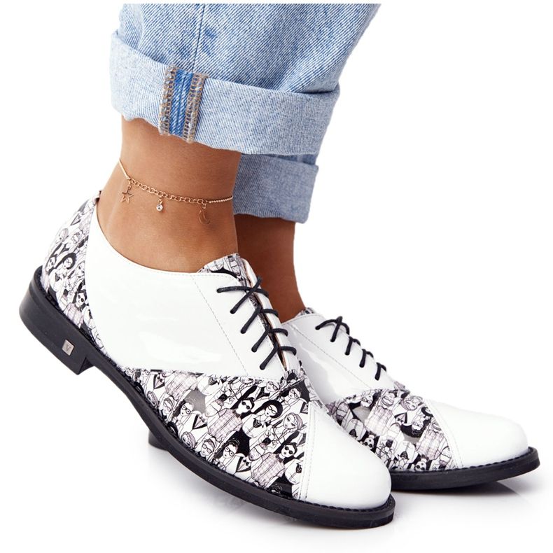 PV3 Sapatos de couro Visconi Femininos 7439294 Branco-Preto