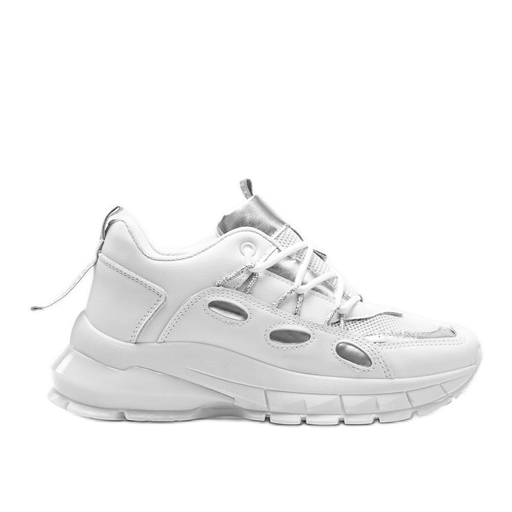 Tênis branco com inserções Guadalupe prata Tênis branco com inserções Guadalupe prata