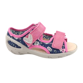 Sapatos infantis Befado pu 065X151 azul marinho rosa prata