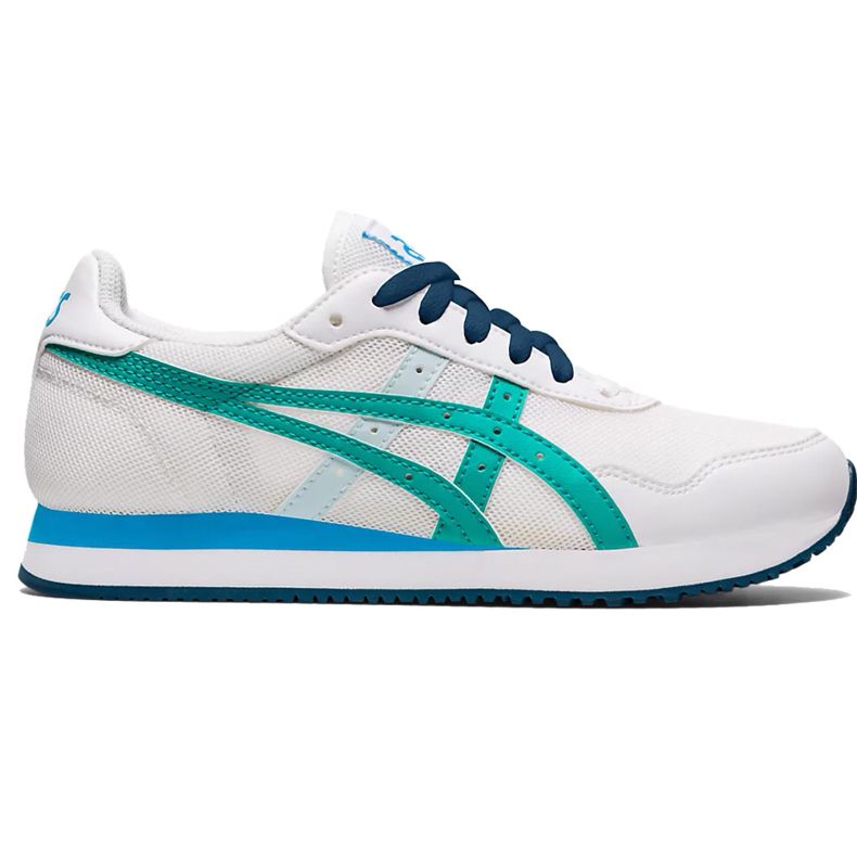 Sapatos infantis Asics Tiger Runner Gs branco e azul 1204A015 100 multicolorido