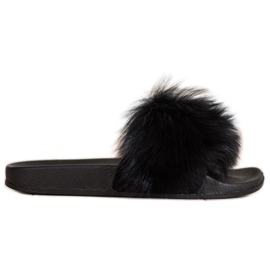 Bona Chinelos elegantes com pele preto