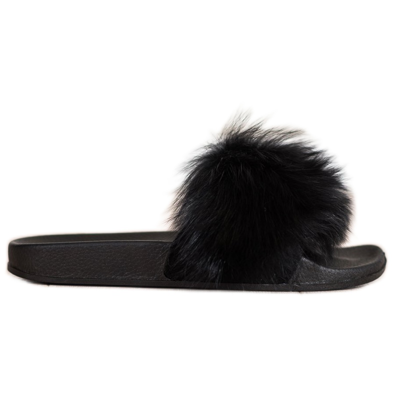 Bona Chinelos elegantes com pele preto