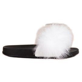 Bona Chinelos elegantes com pele branco Bona Chinelos elegantes com pele branco