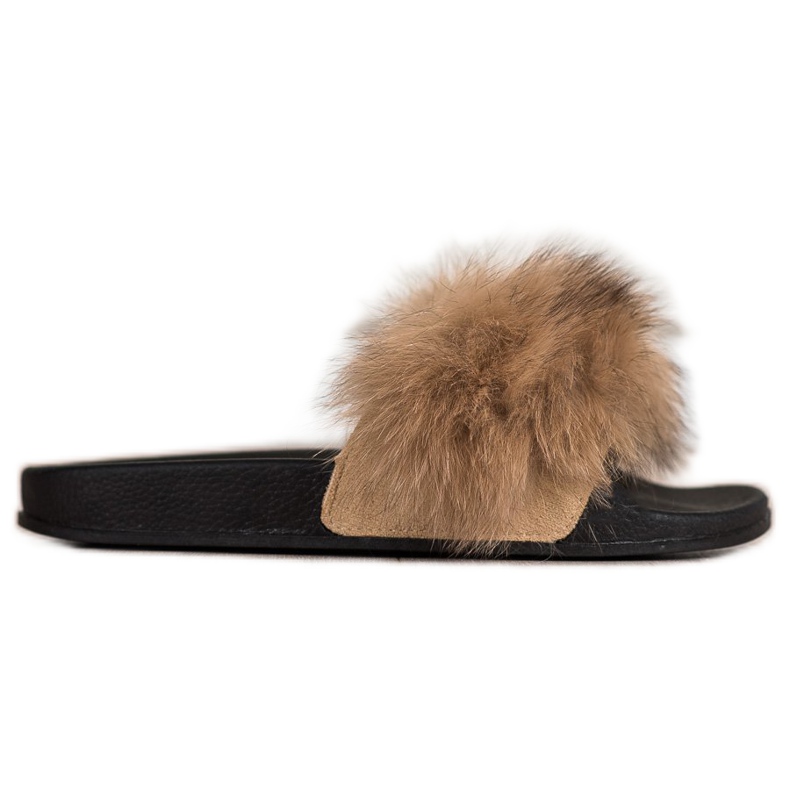 Bona Chinelos elegantes com pele castanho