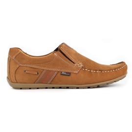 Kampol Mocassins masculinos abertos para o verão 53 / BR / P marrom