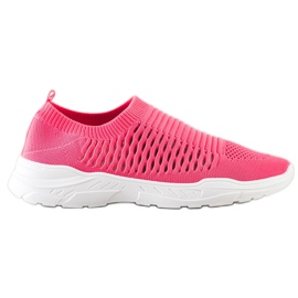 Ideal Shoes Tênis confortáveis ​​com orifícios rosa
