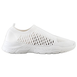 Ideal Shoes Tênis confortáveis ​​com orifícios branco