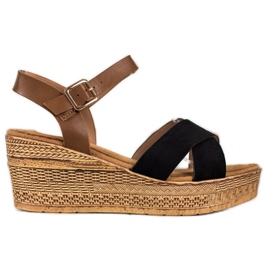 S. BARSKI Sandals Na Koturnie S.BARSKI marrom preto