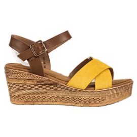 S. BARSKI Sandals Na Koturnie S.BARSKI marrom amarelo