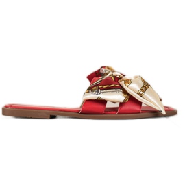 Seastar Chinelos Elegantes Com Laço Decorativo vermelho