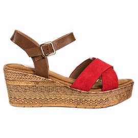 S. BARSKI Sandals Na Koturnie S.BARSKI marrom vermelho