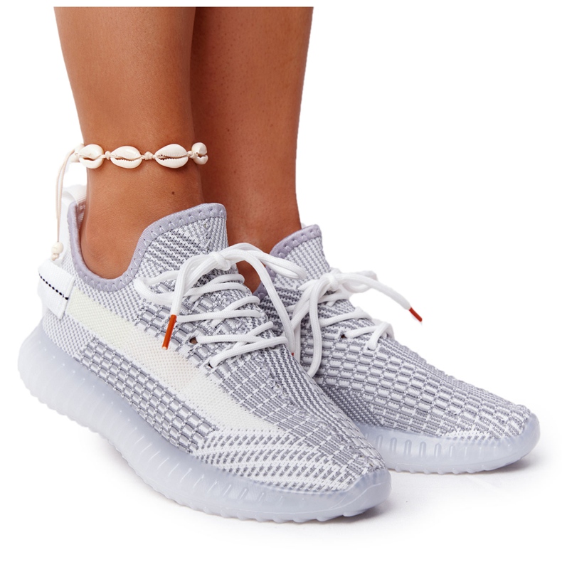 Sapatos esportivos femininos com solado em gel cinza Freestyler branco